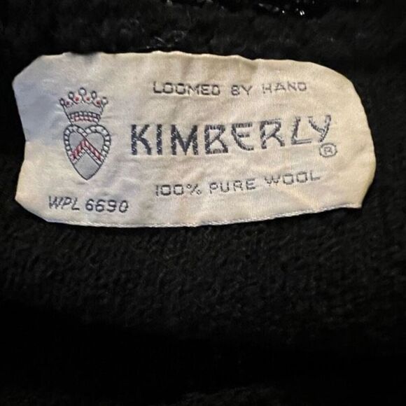 AMAZING BODYCON Vintage 1950's Kimberly Black Beaded Hand Loomed 100% Wool Bouc - Picture 6 of 8